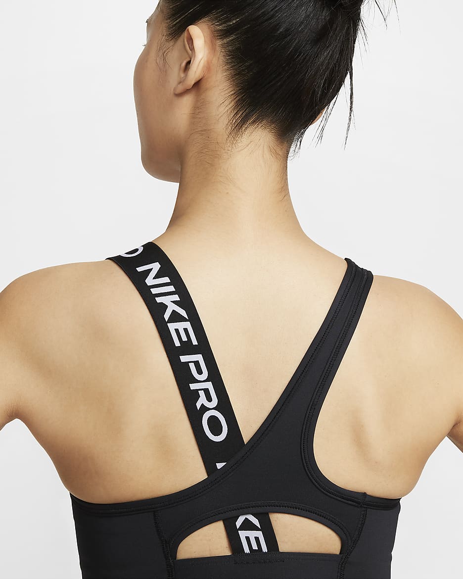 Nike pro classic swoosh black bra best sale